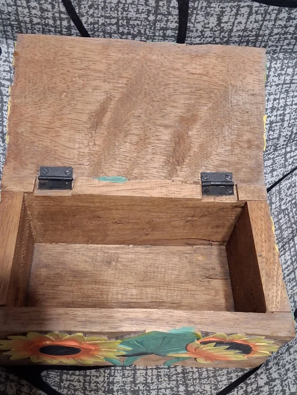 Hand-Painted Wooden Sunflower Storage Box - Multicolor